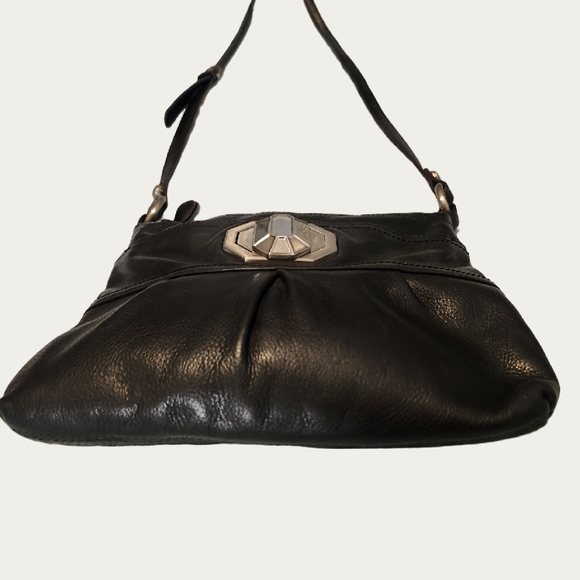 B. Makowsky Black Crossbody Bag with Silver Clasp EUC - Picture 4 of 15